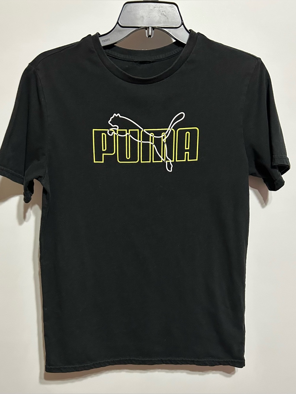 Puma Black Tee with Neon Yellow Outline Logo